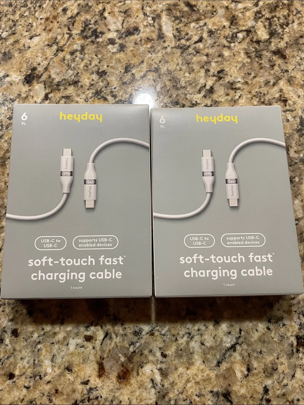 heyday Soft-Touch Fast USB-C to USB-C Charging Cable - White
